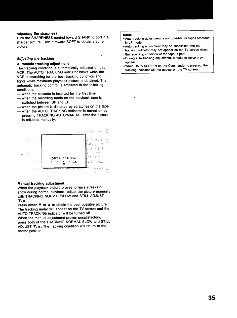 Manual tracking adjustment | Sony SLV-373UC User Manual | Page 35 / 60