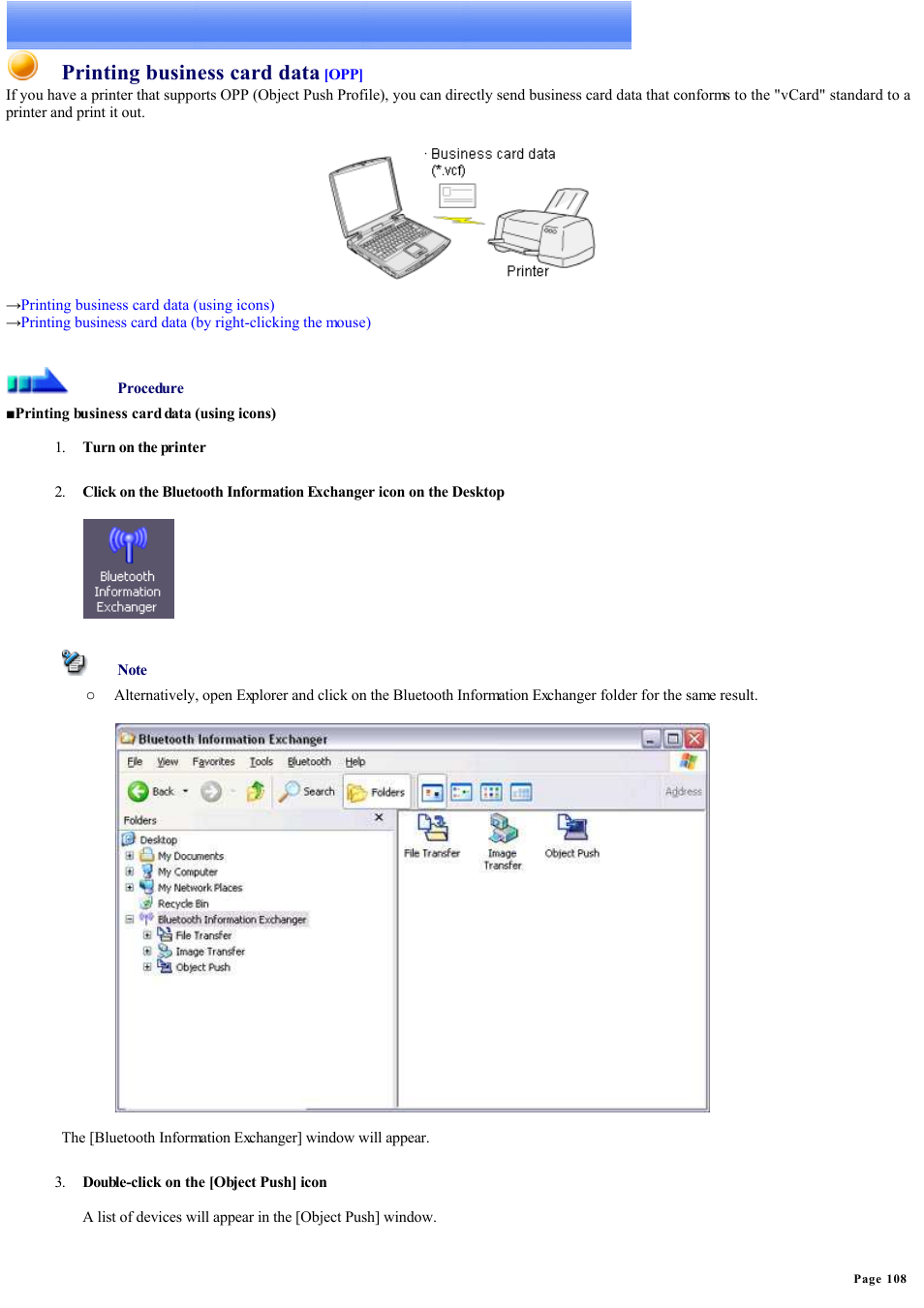 Printing business card data | Sony Bluetooth Utility User Manual | Page 108 / 738