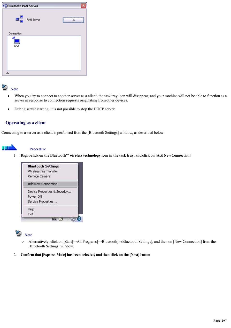 Operating as a client | Sony Bluetooth Utility User Manual | Page 297 / 738