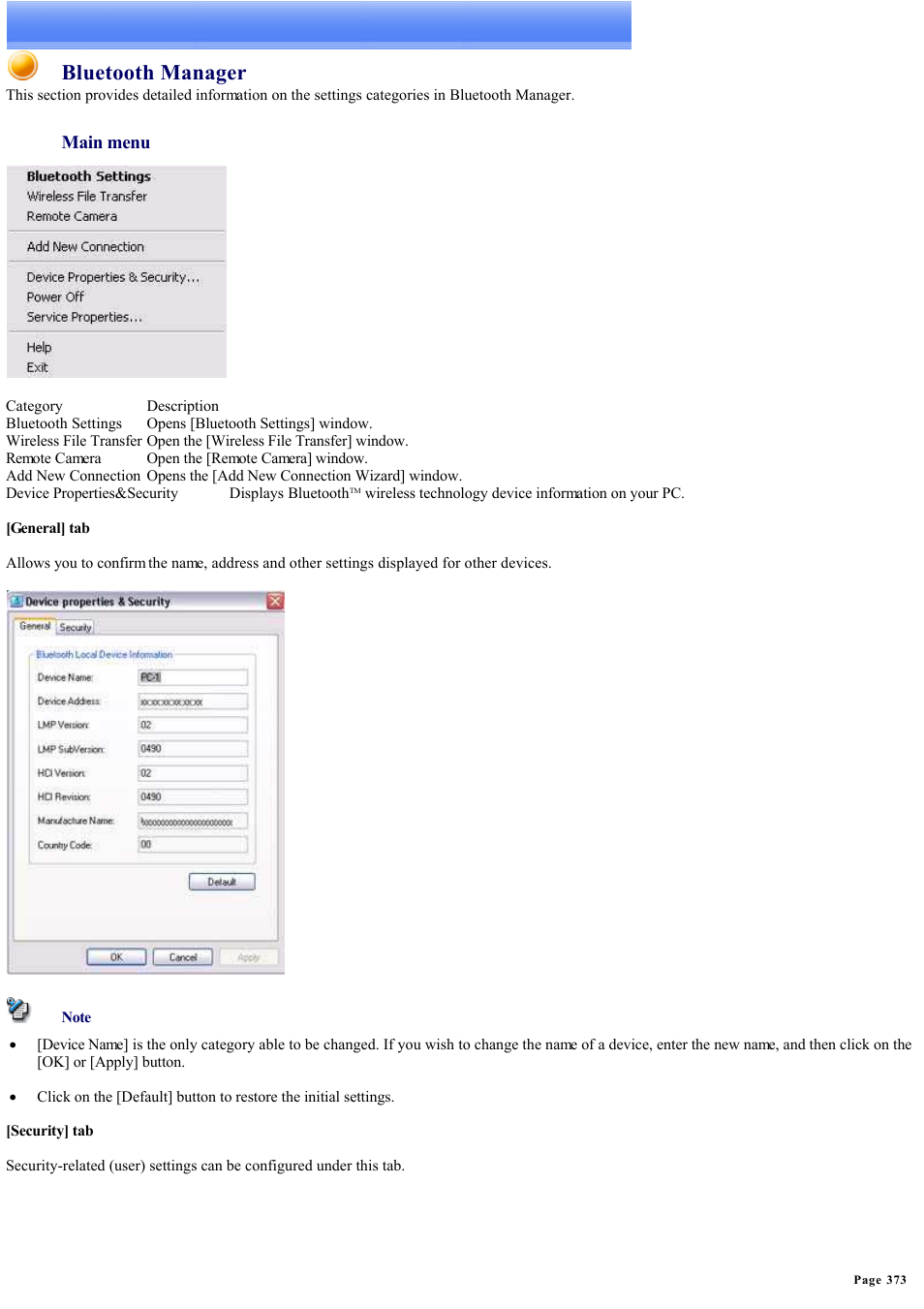 Bluetooth manager | Sony Bluetooth Utility User Manual | Page 373 / 738