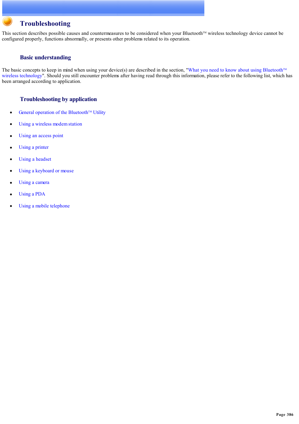 Troubleshooting | Sony Bluetooth Utility User Manual | Page 386 / 738