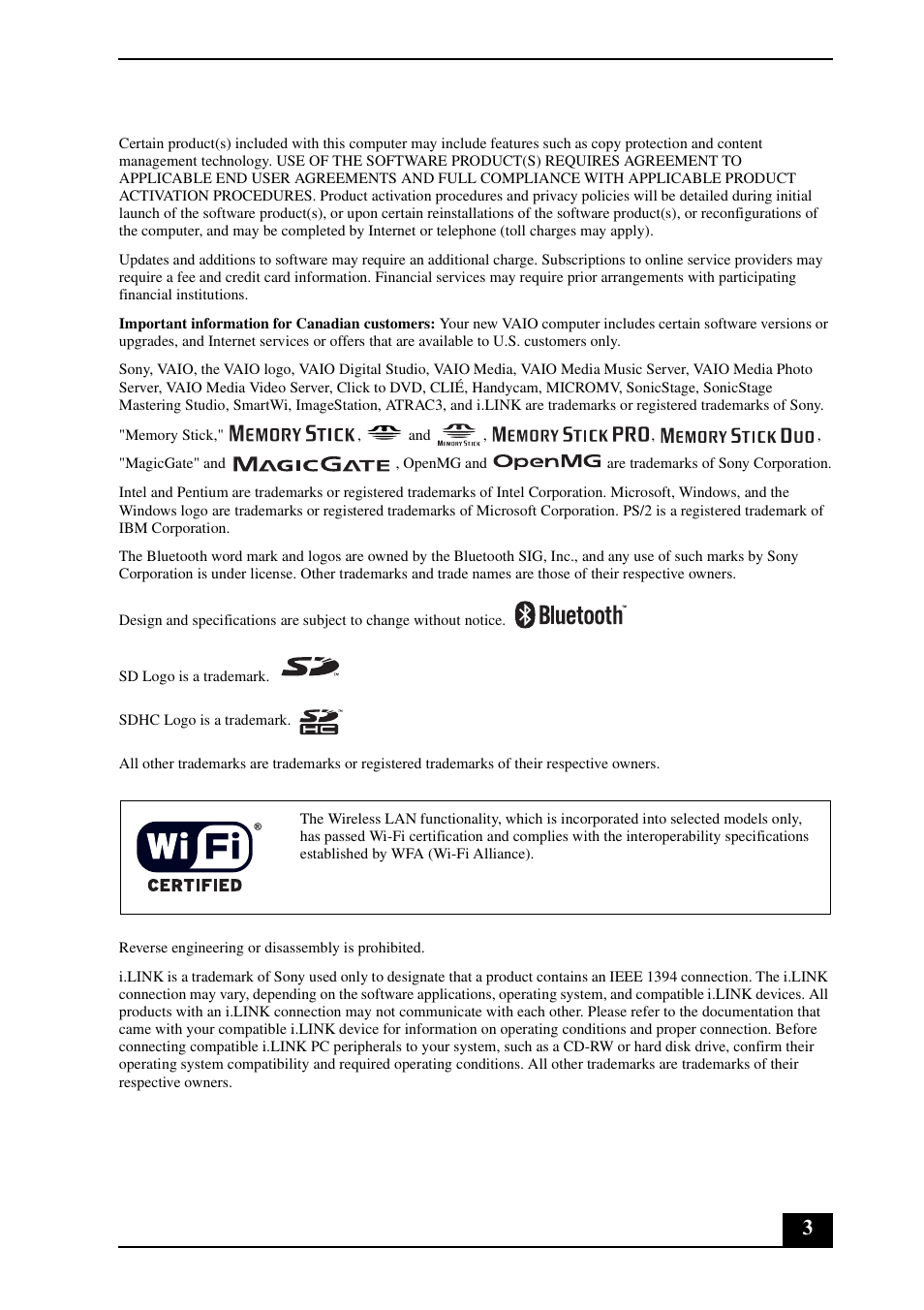 Sony VGN-FZ190U User Manual | Page 3 / 24