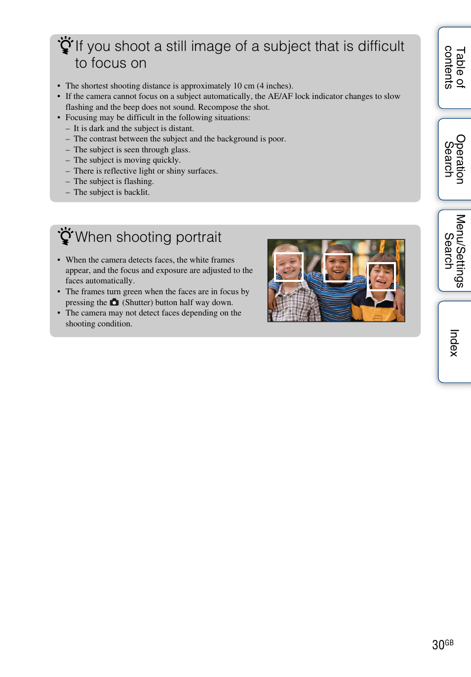 When shooting portrait | Sony bloggie MHS-FS2K User Manual | Page 30 / 80