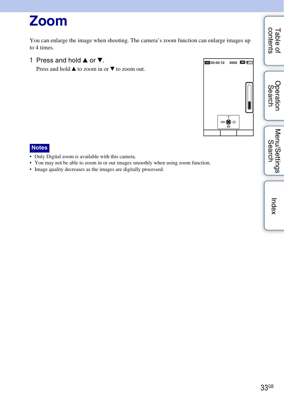 Zoom | Sony bloggie MHS-FS2K User Manual | Page 33 / 80