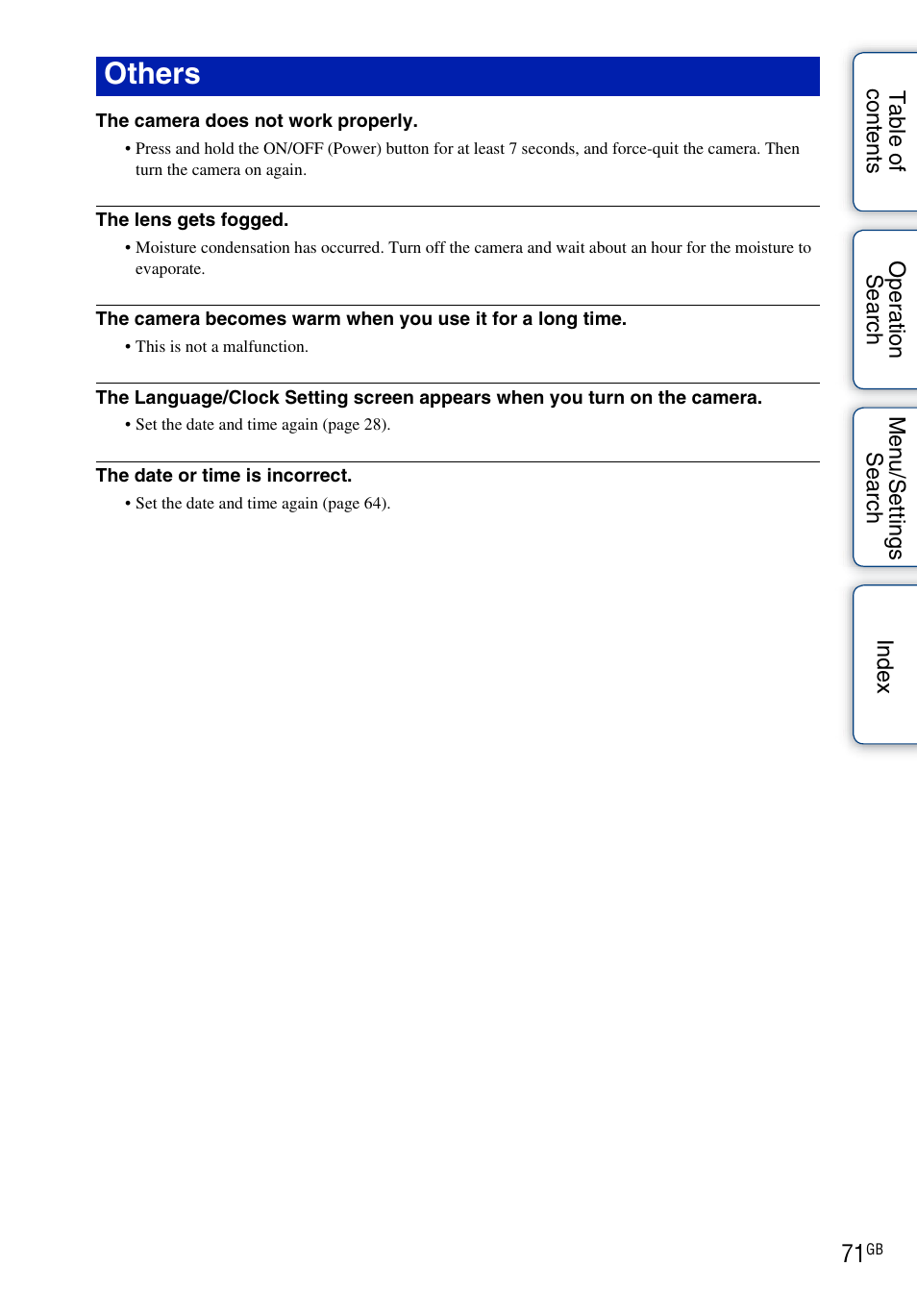 Others | Sony bloggie MHS-FS2K User Manual | Page 71 / 80
