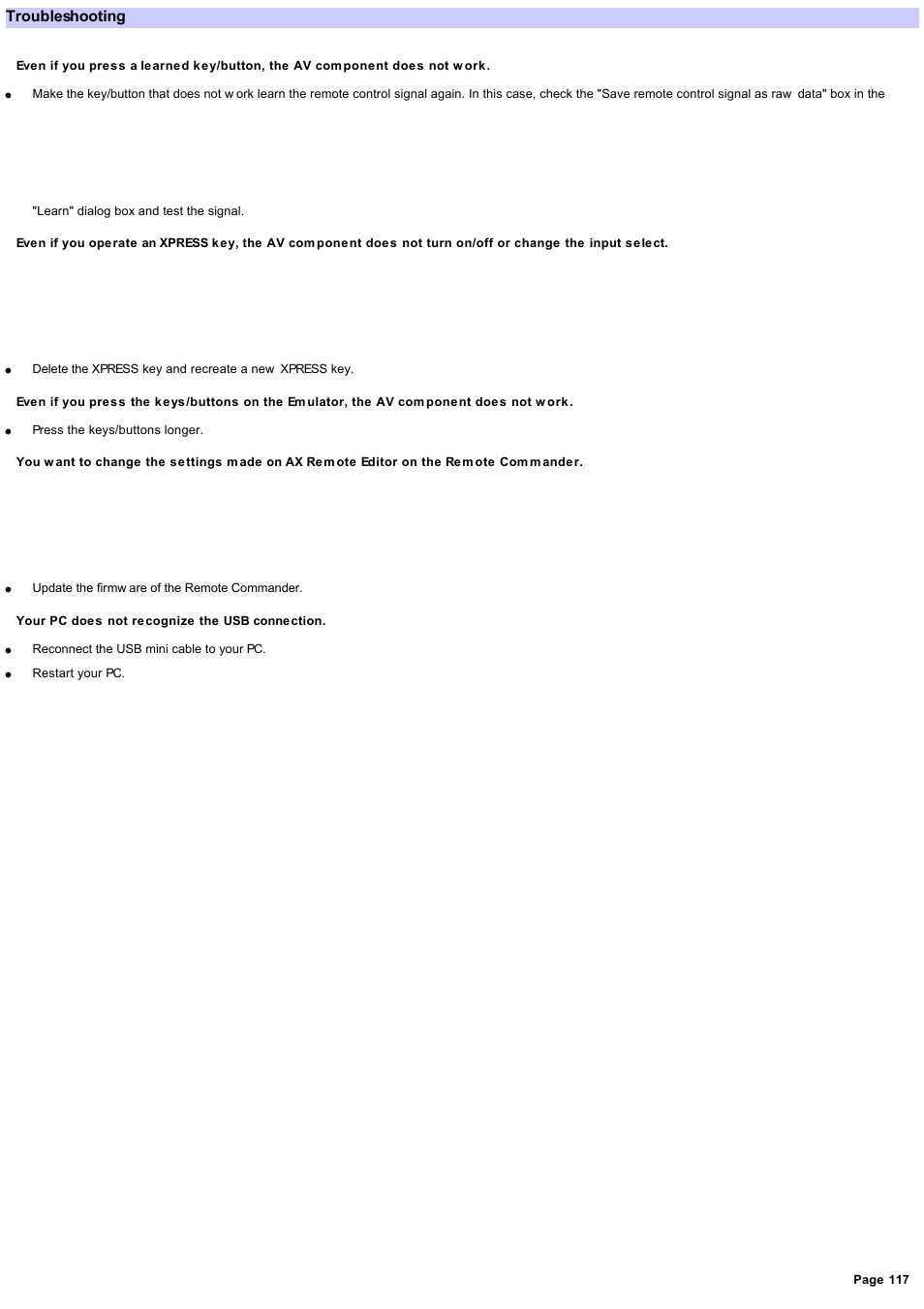 Troubleshooting | Sony RM-AX4000 User Manual | Page 117 / 118