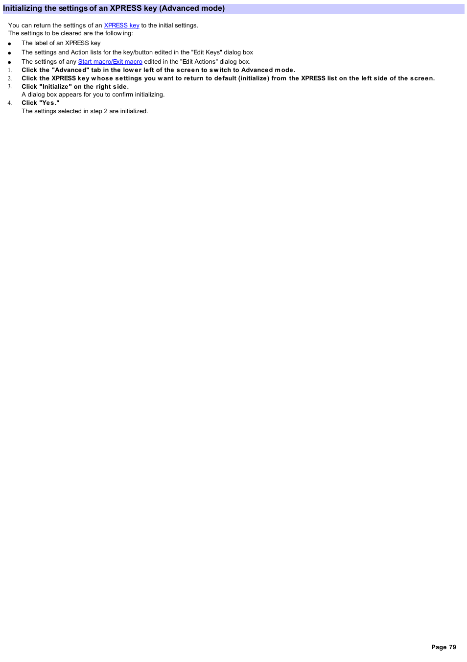 Initializing the settings of an xpress key | Sony RM-AX4000 User Manual | Page 79 / 118