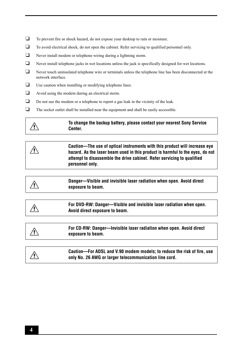 Sony PCV-RZ20CP User Manual | Page 4 / 64