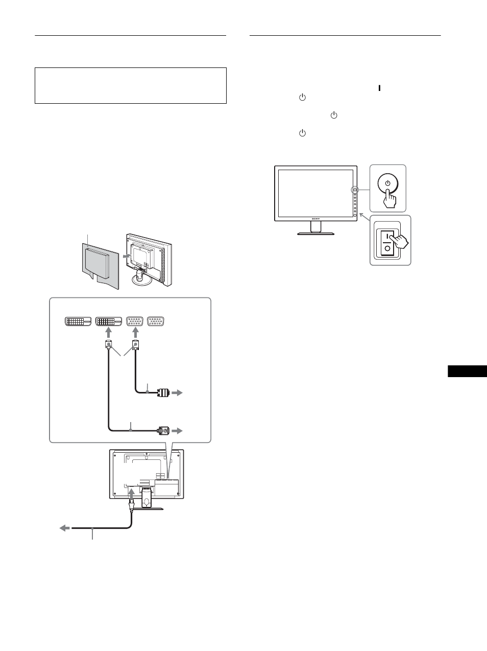 Conexión del monitor, Encender el monitor y el ordenador | Sony SDM-P232 User Manual | Page 11 / 20