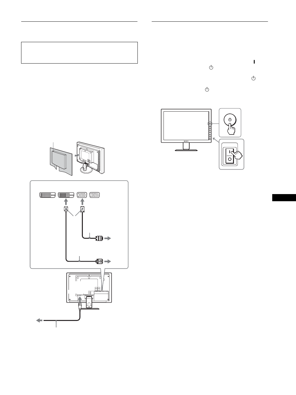 Branchement du moniteur, Mise sous tension du moniteur et de l’ordinateur | Sony SDM-P232 User Manual | Page 7 / 20