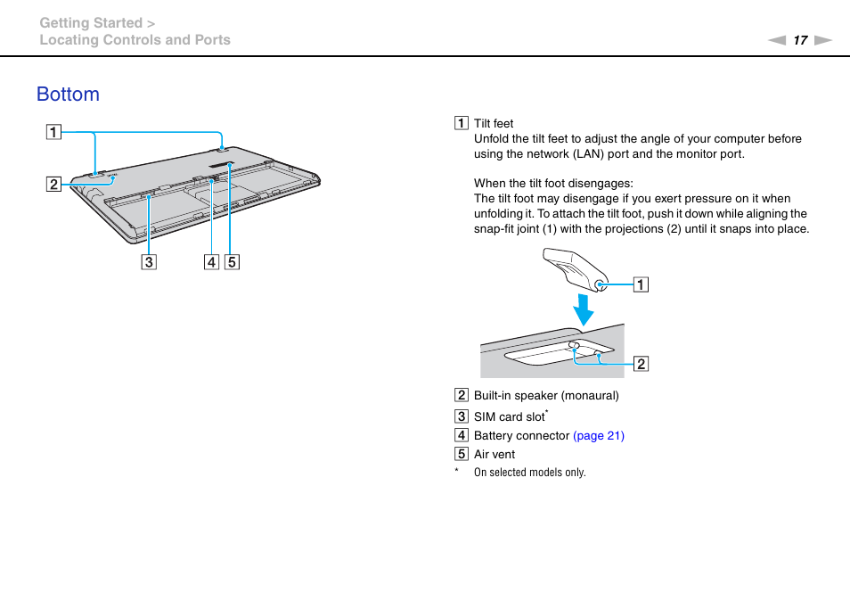Bottom | Sony VPCX131KX User Manual | Page 17 / 145