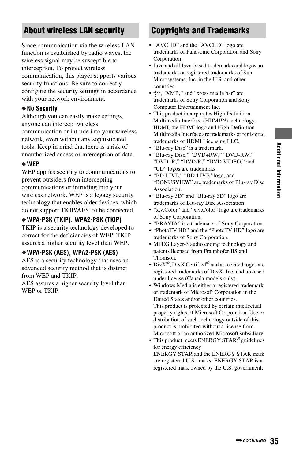 Sony BDP-BX57 User Manual | Page 35 / 39
