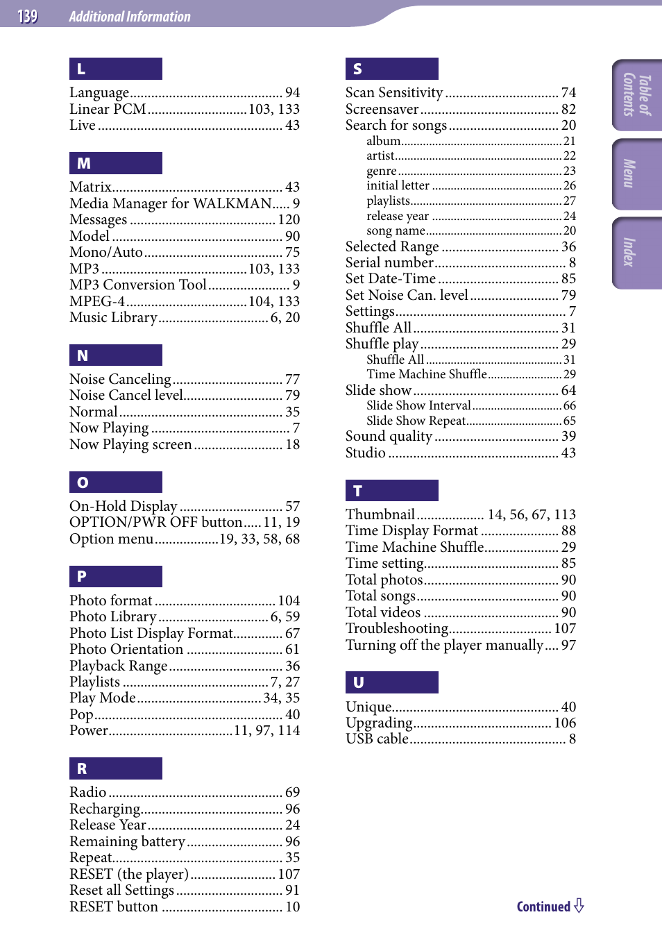 Sony NWZ-S716FSNC User Manual | Page 139 / 140