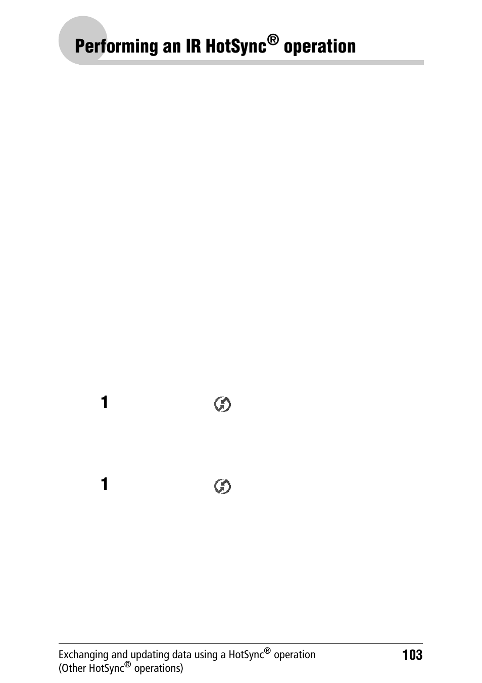 Performing an ir hotsync® operation, Performing an ir hotsync, Operation | Sony PEG-NZ90 User Manual | Page 103 / 186