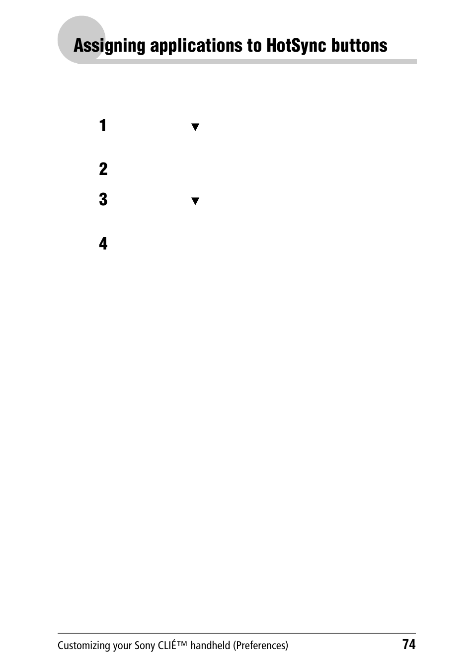 Assigning applications to hotsync buttons | Sony PEG-NZ90 User Manual | Page 74 / 186