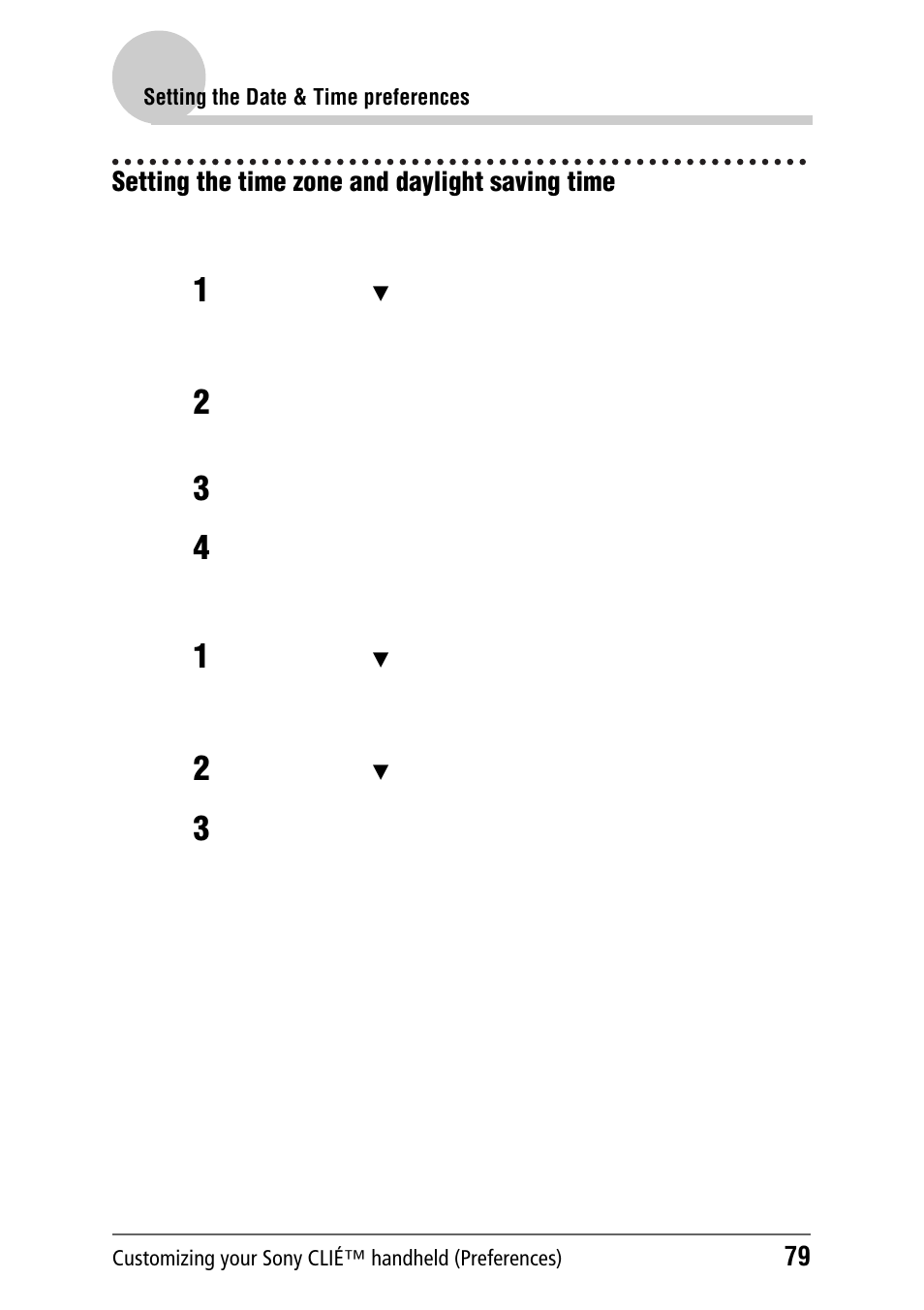 Setting the time zone and daylight saving time | Sony PEG-NZ90 User Manual | Page 79 / 186