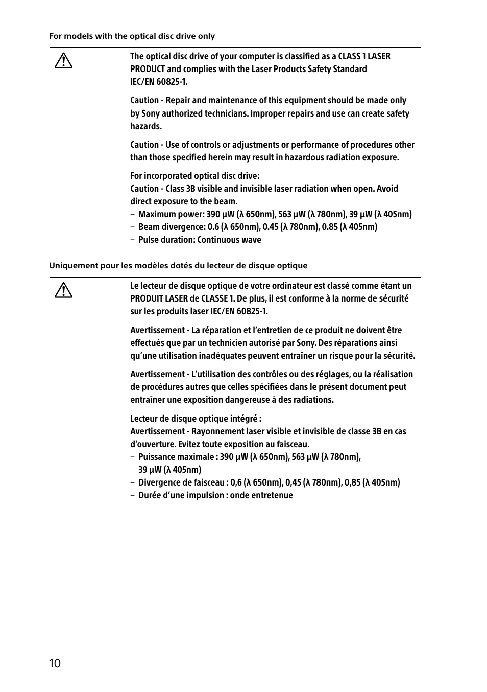 Sony VAIO Safety regulations User Manual | Page 10 / 36