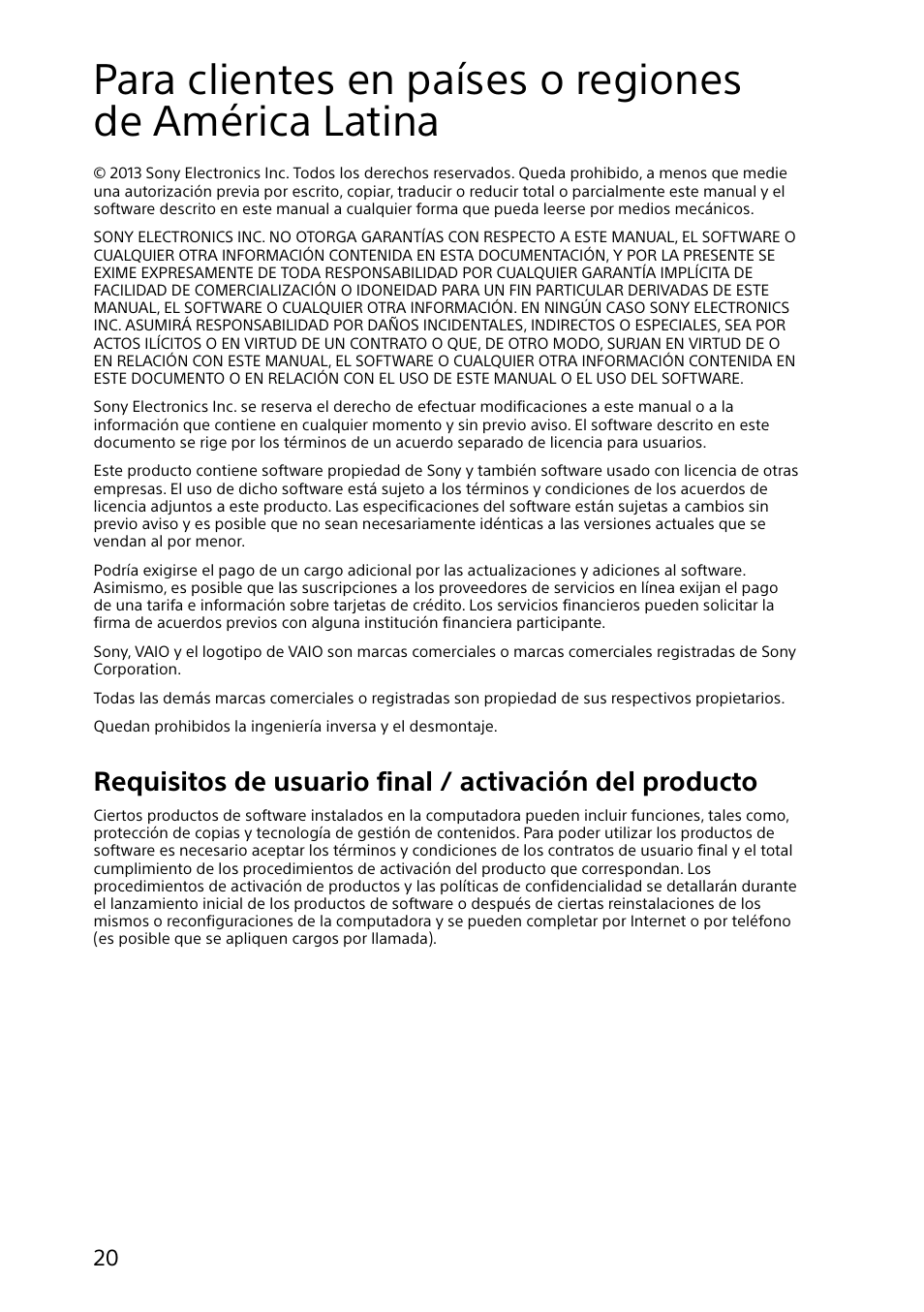 Sony VAIO Safety regulations User Manual | Page 20 / 36