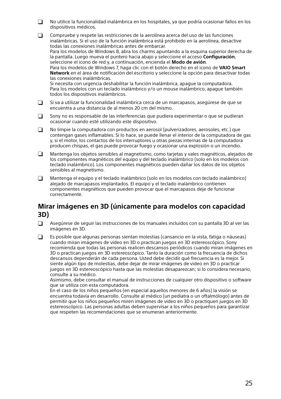 Sony VAIO Safety regulations User Manual | Page 25 / 36