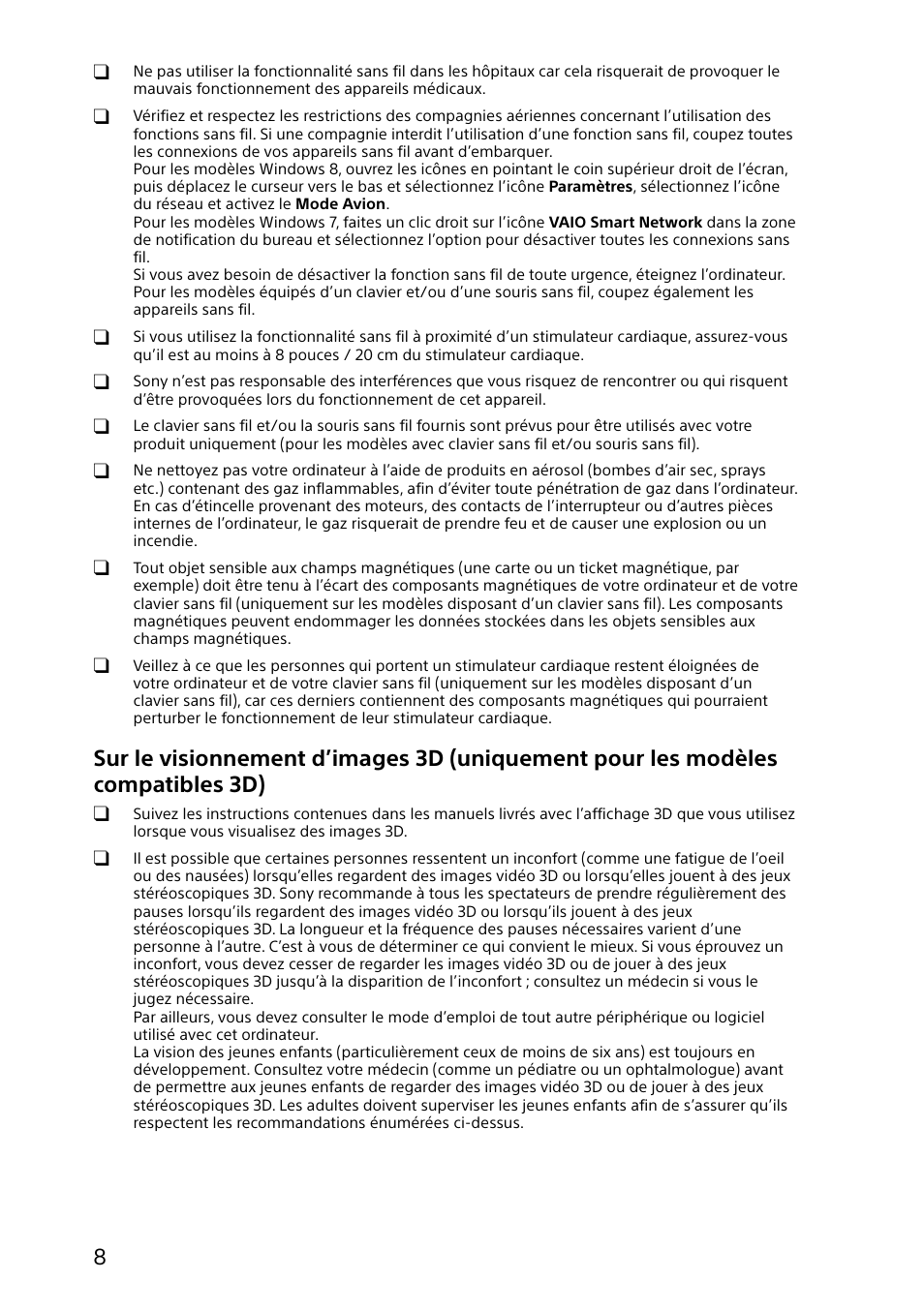 Sony VAIO Safety regulations User Manual | Page 8 / 36