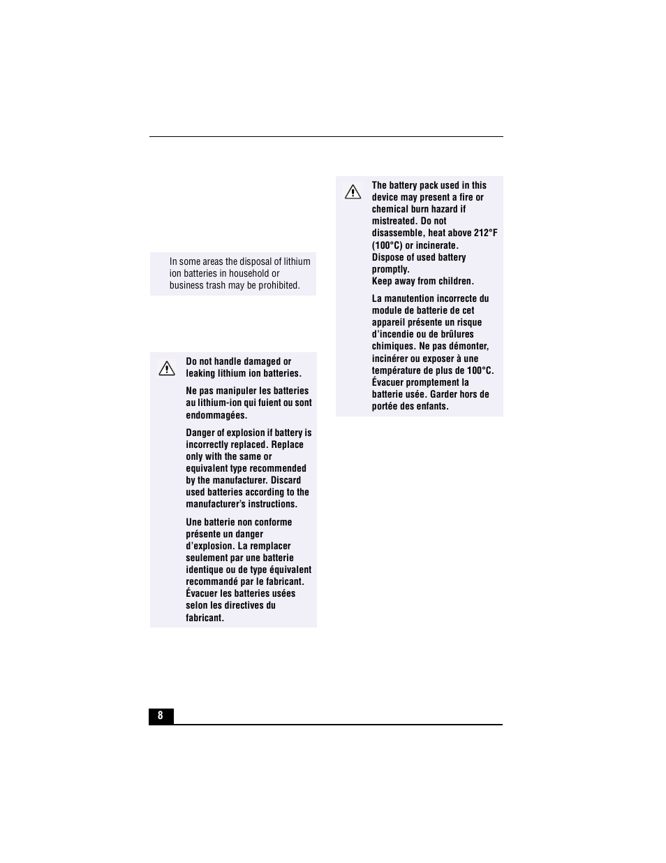 Disposal of lithium ion battery, Industry canada notice | Sony PCG-XG700 User Manual | Page 8 / 154