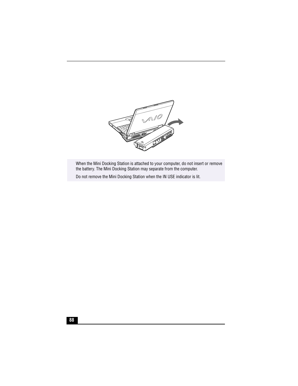 3 release the left tab, Removing mini docking station | Sony PCG-XG700 User Manual | Page 88 / 154