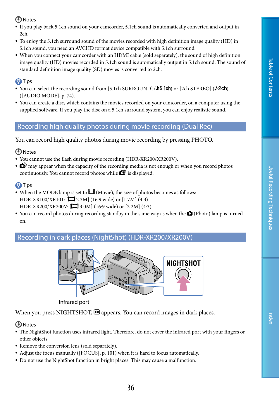 On (36), T (36) | Sony HDR-XR200V User Manual | Page 36 / 133