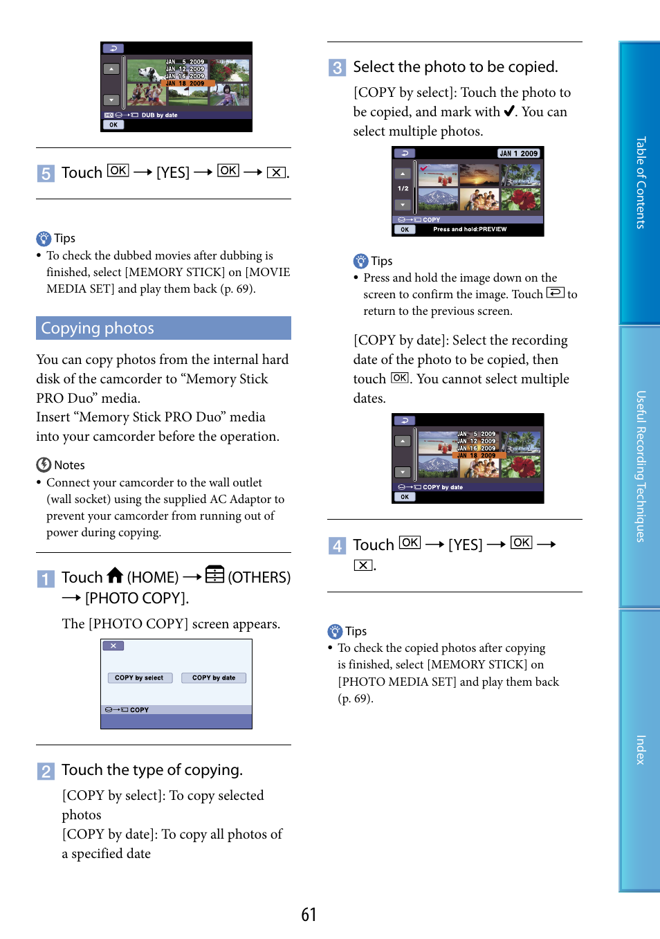 Copying photos | Sony HDR-XR200V User Manual | Page 61 / 133