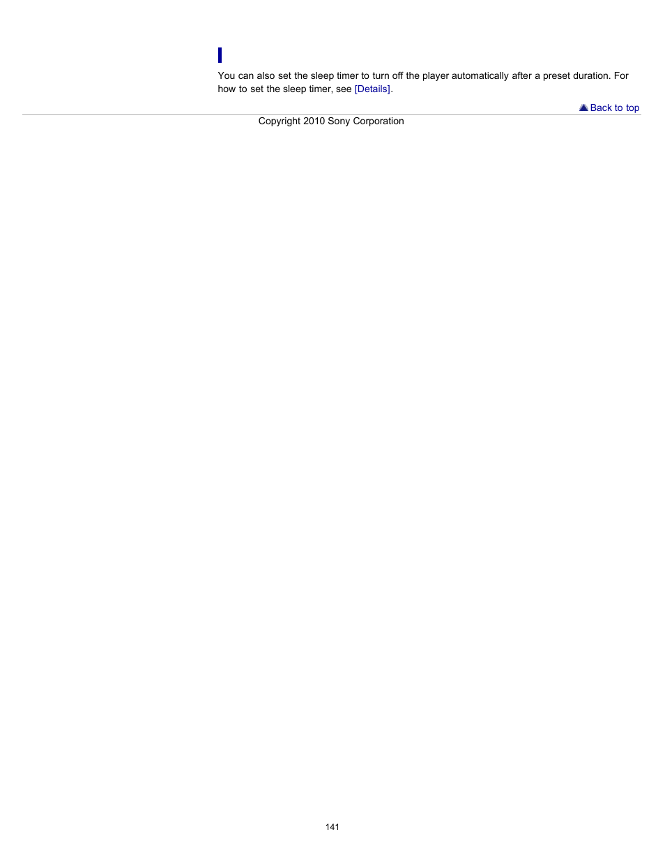 Using the sleep timer | Sony NWZ-E353RED User Manual | Page 141 / 239