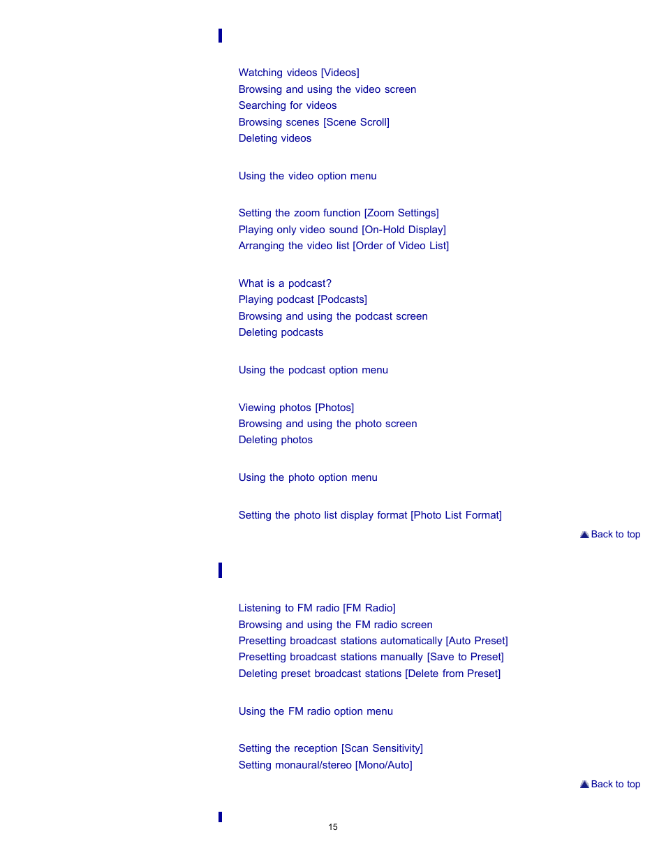 Sony NWZ-E353RED User Manual | Page 15 / 239