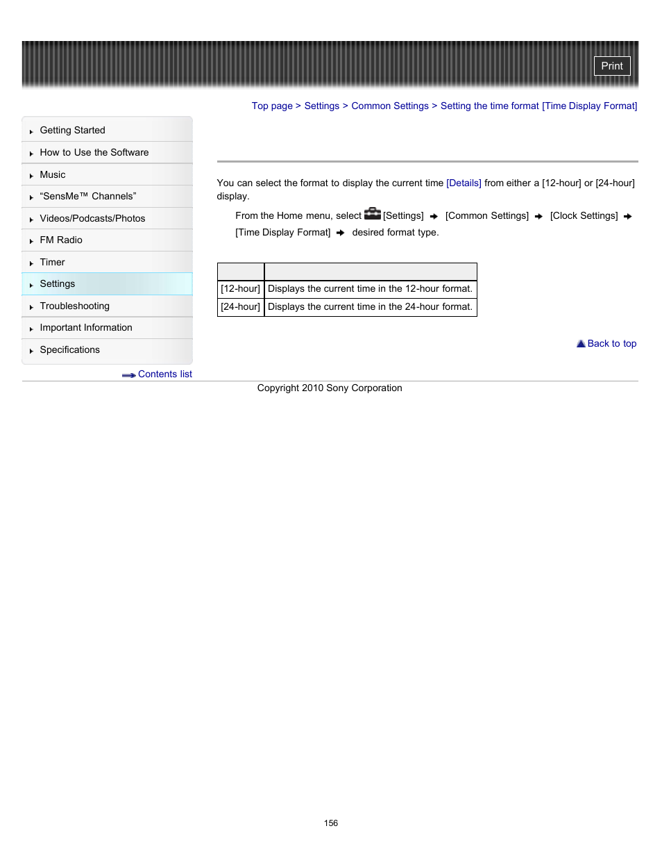 Setting the time format [time display format, Details | Sony NWZ-E353RED User Manual | Page 156 / 239
