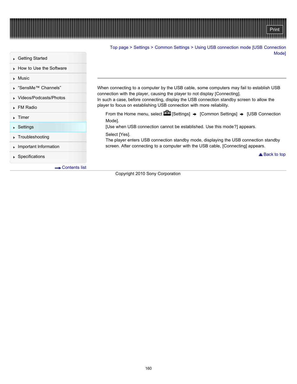 Using usb connection mode [usb connection mode | Sony NWZ-E353RED User Manual | Page 160 / 239