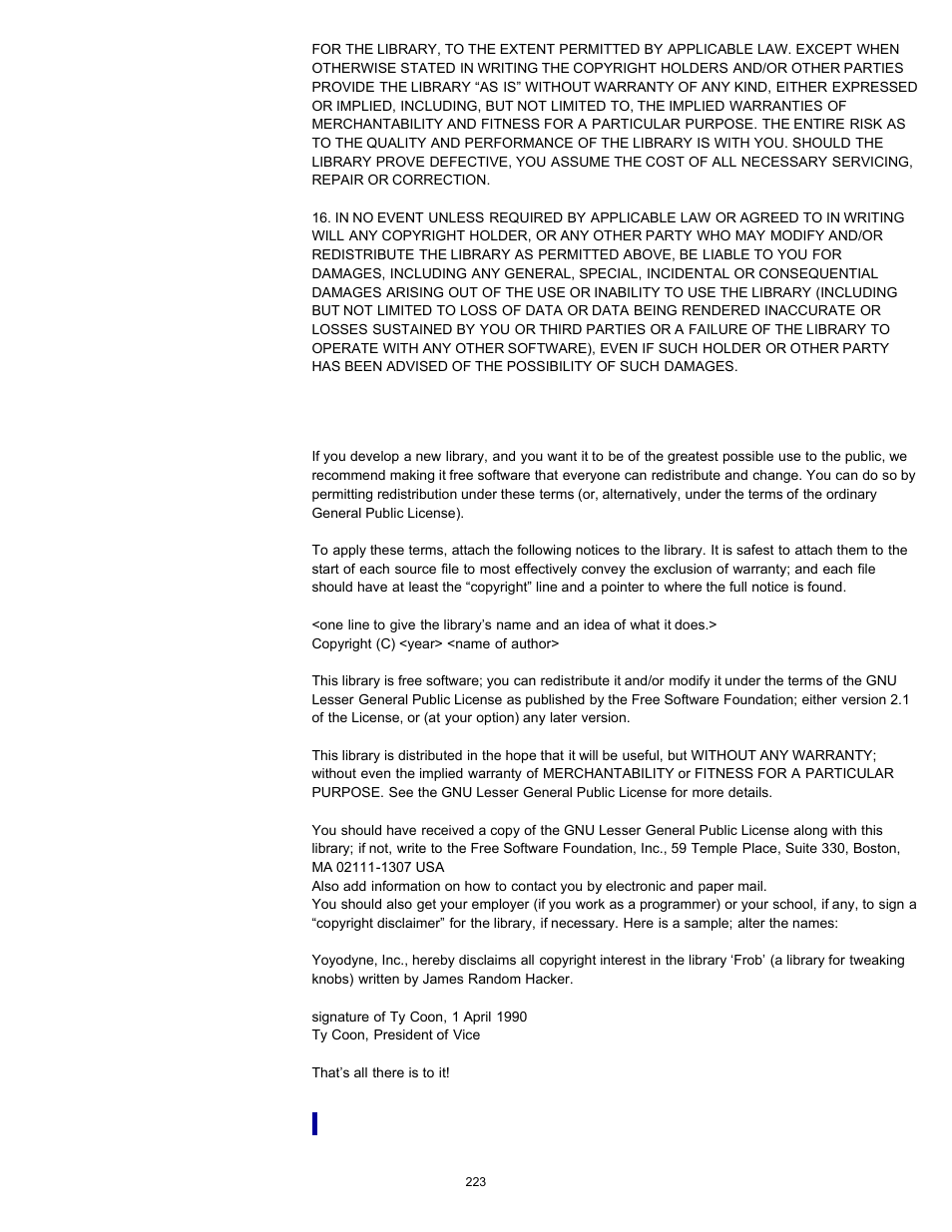 Gnu general public license | Sony NWZ-E353RED User Manual | Page 223 / 239
