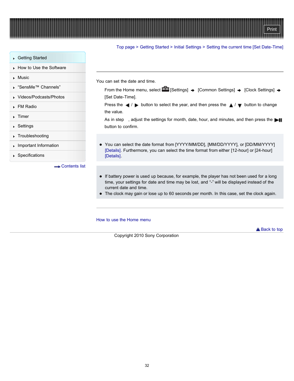 Setting the current time [set date-time | Sony NWZ-E353RED User Manual | Page 32 / 239