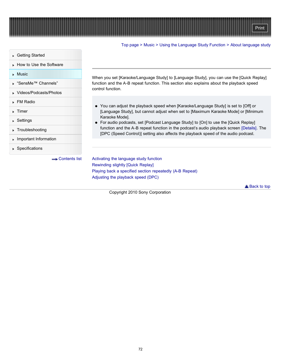 About language study | Sony NWZ-E353RED User Manual | Page 72 / 239