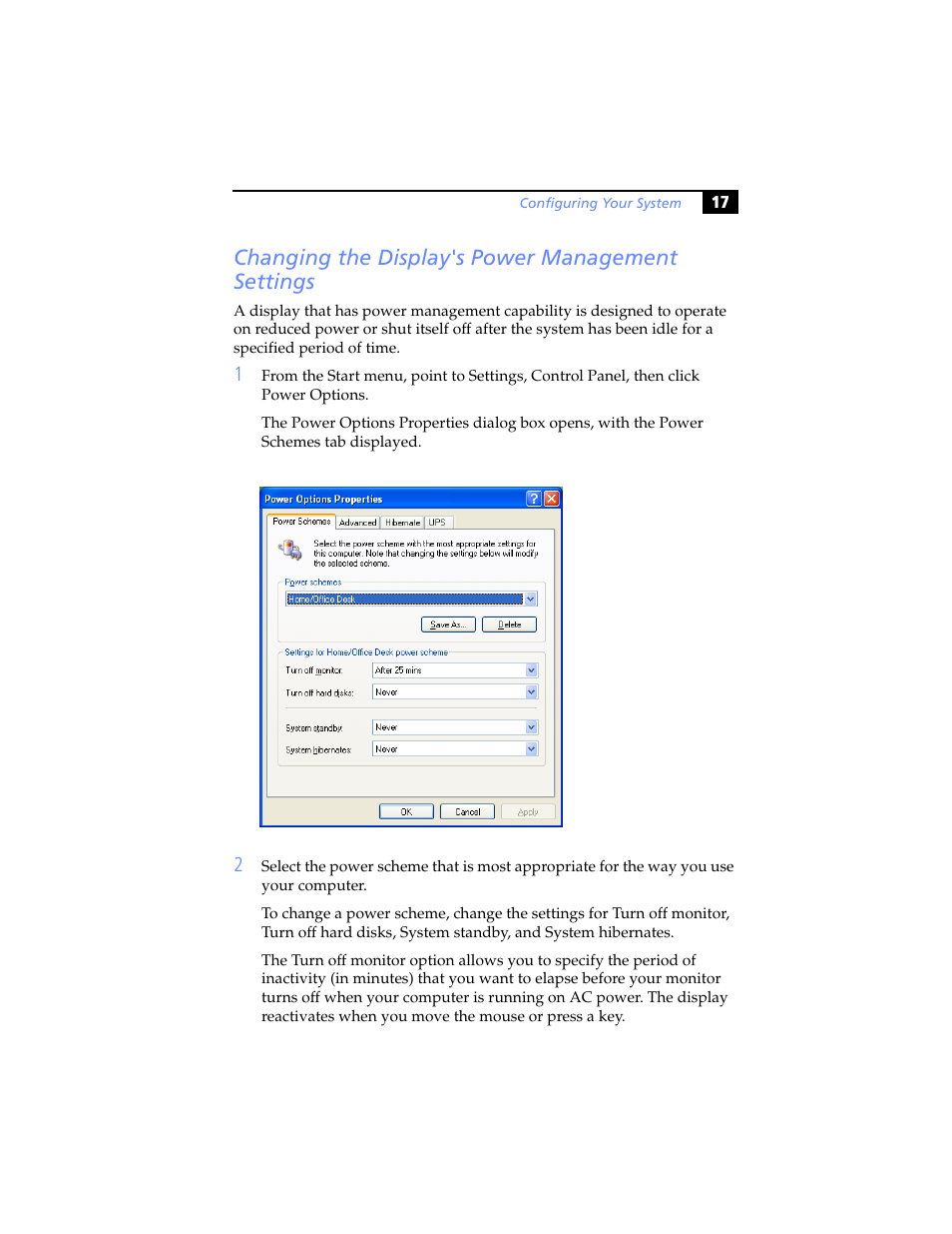 Changing the display's power management settings | Sony PCV-LX920 User Manual | Page 29 / 94