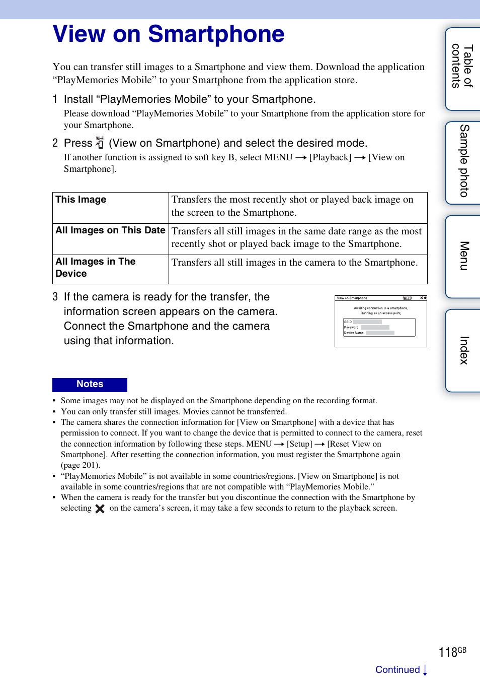 View on smartphone | Sony NEX-5R User Manual | Page 118 / 247