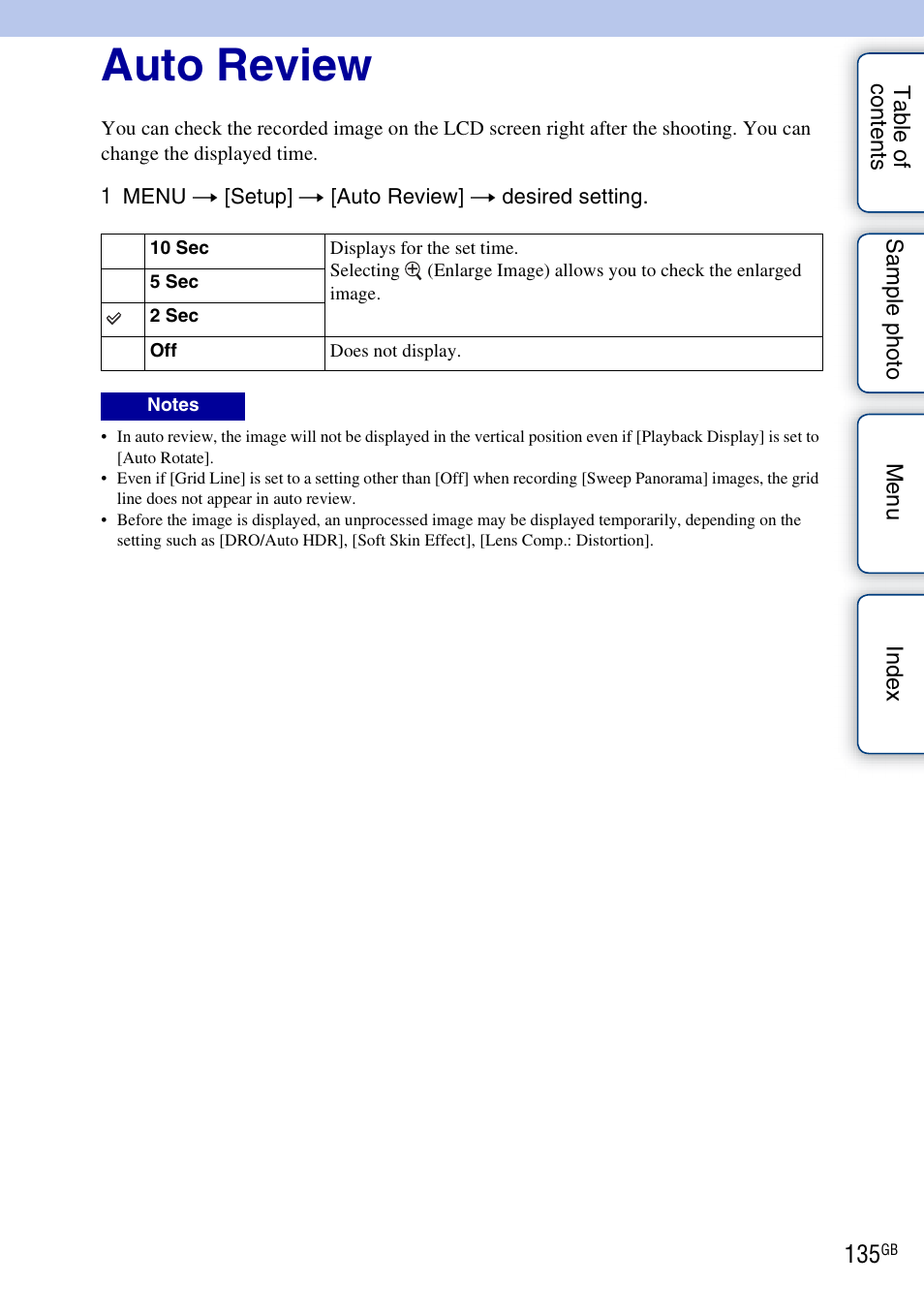 Auto review | Sony NEX-5R User Manual | Page 135 / 247