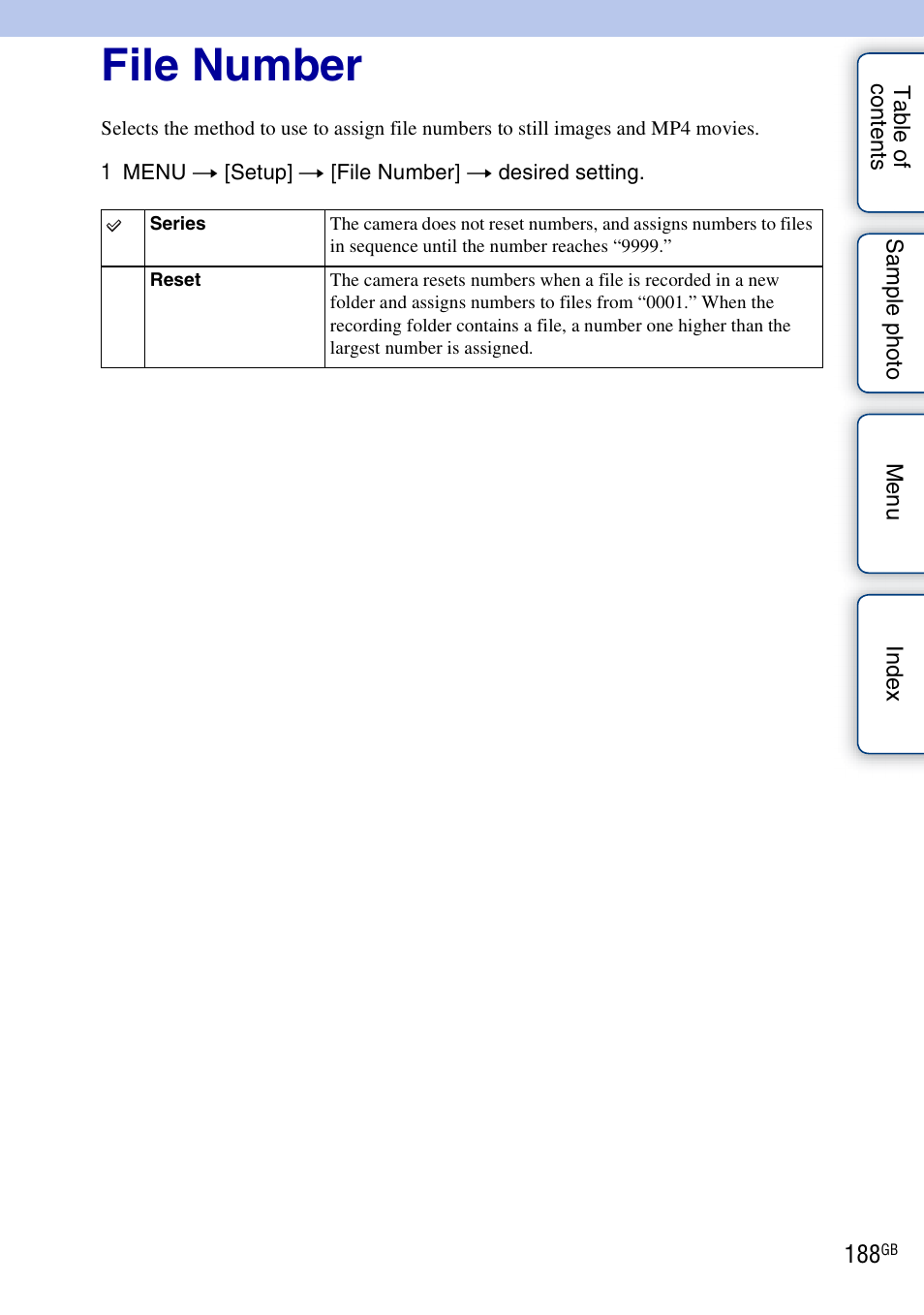 File number | Sony NEX-5R User Manual | Page 188 / 247