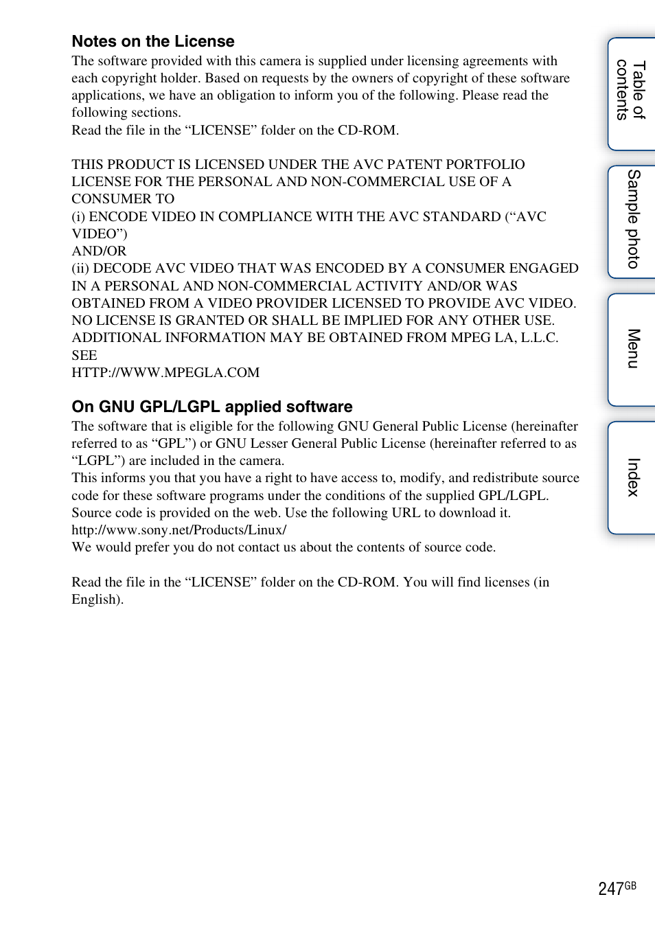 Sony NEX-5R User Manual | Page 247 / 247