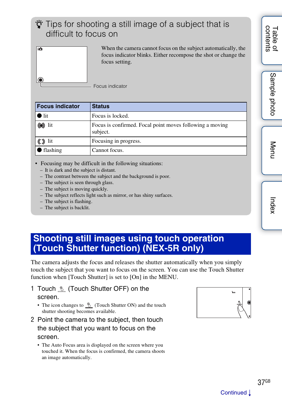 Sony NEX-5R User Manual | Page 37 / 247