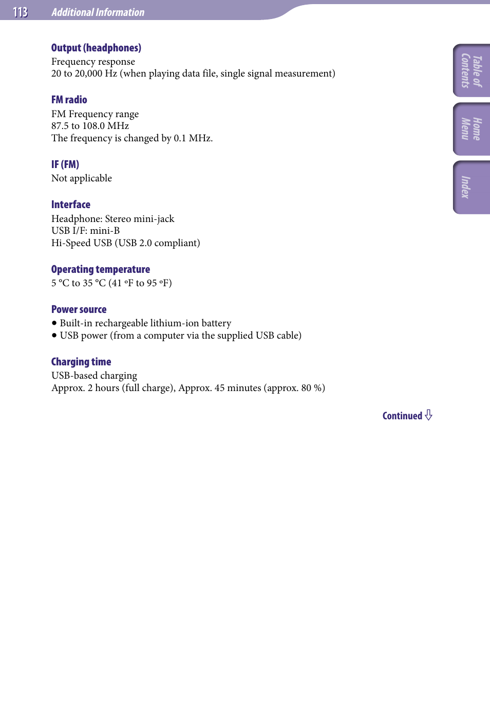 Sony NWZ-E345 User Manual | Page 113 / 119