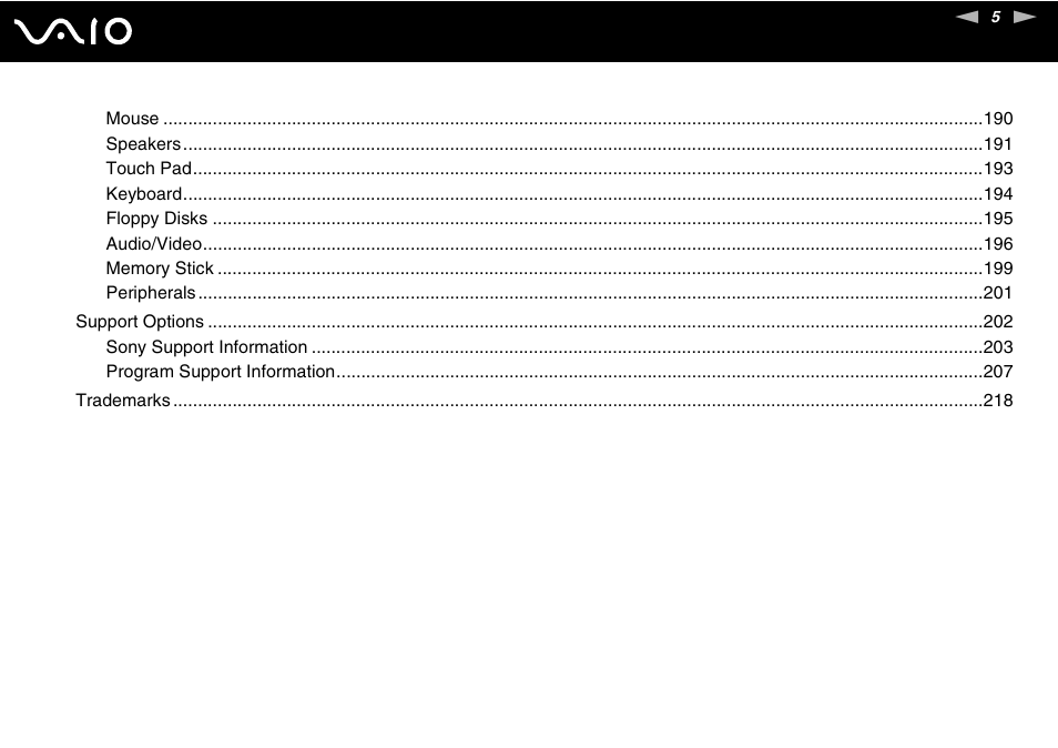 Sony VGN-AW190NAB User Manual | Page 5 / 220