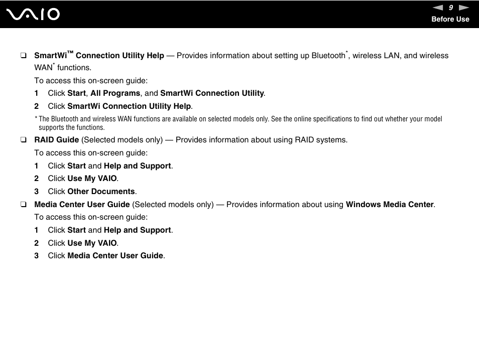 Sony VGN-AW190NAB User Manual | Page 9 / 220