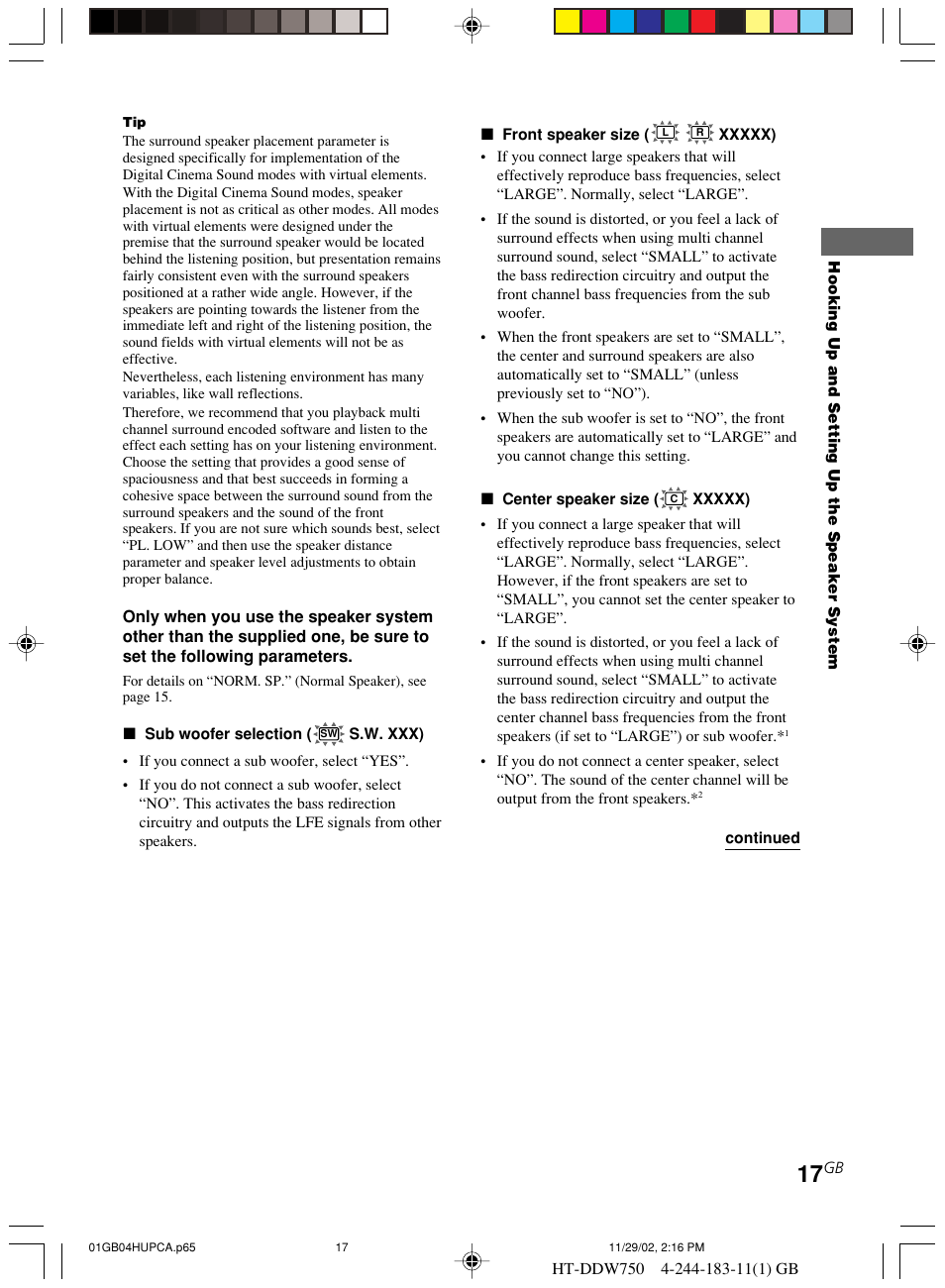 Sony HT-DDW750 User Manual | Page 17 / 52