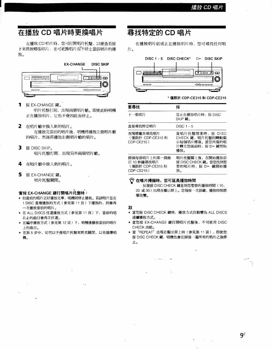Fê ex-change siîjf»lpi>^îifi0, Sîisè cd nina#s^p|n, Mil cd mjn | Sony CDP-CE215 User Manual | Page 81 / 91
