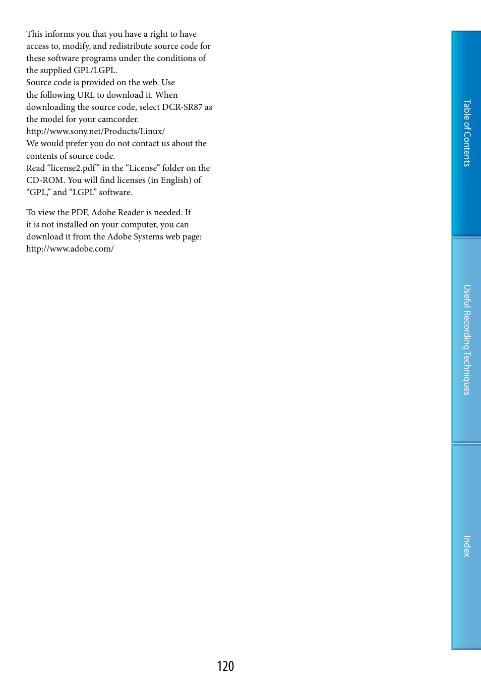 Sony HDR-TG5 User Manual | Page 120 / 123