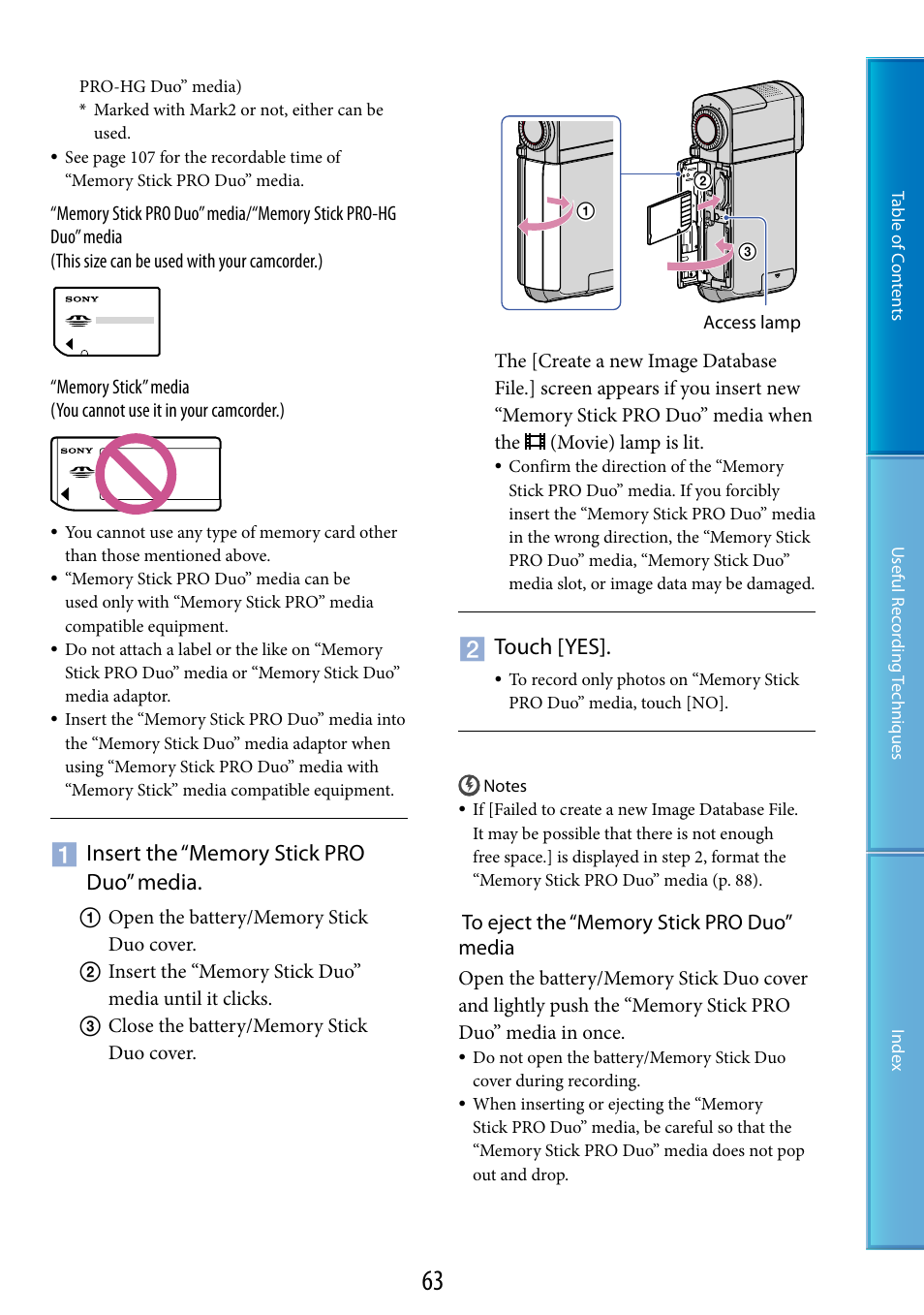 Media) (63), 63) a, Touch [yes | Sony HDR-TG5 User Manual | Page 63 / 123