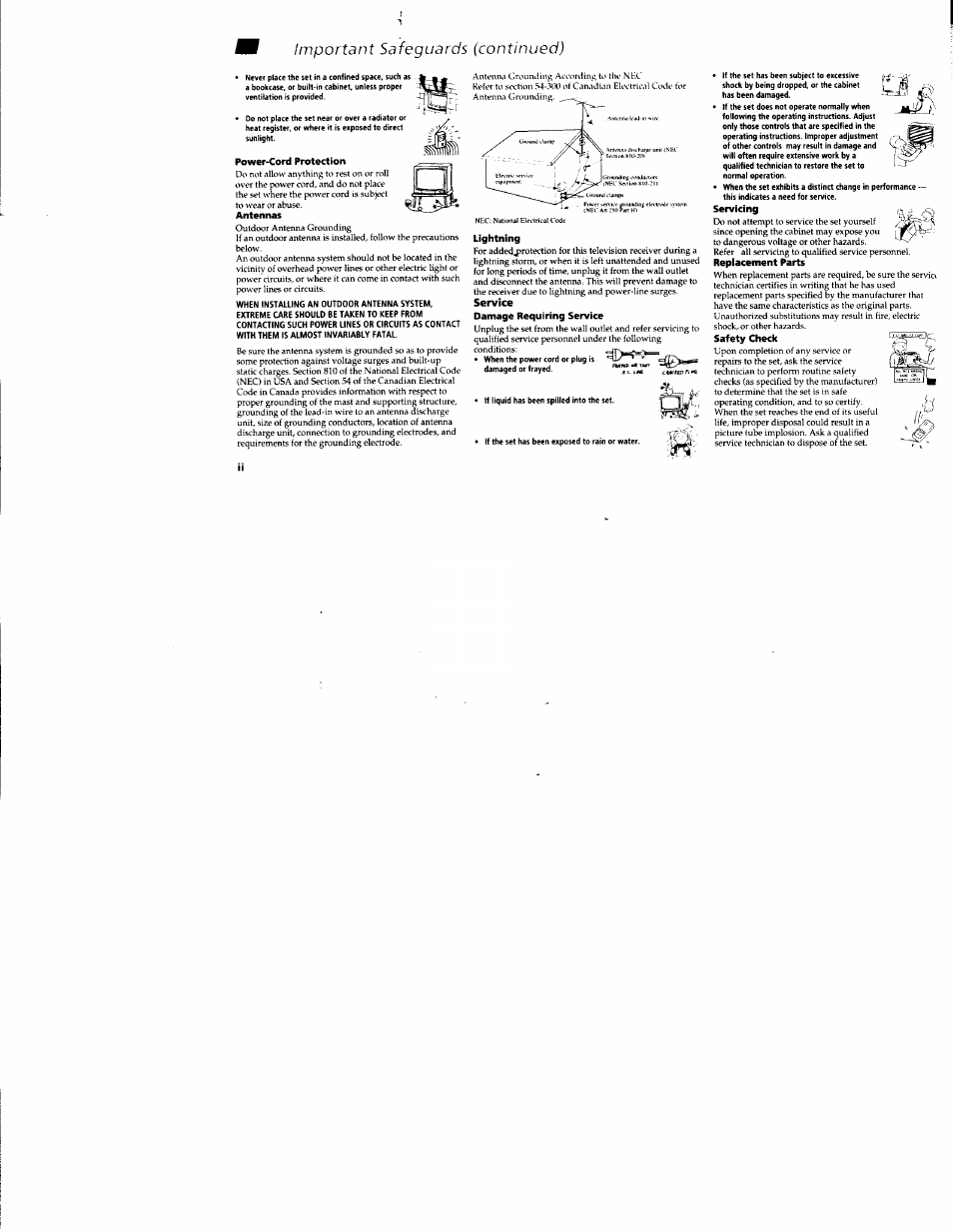 Important safeguards (continued) | Sony KV-32S42 User Manual | Page 6 / 41