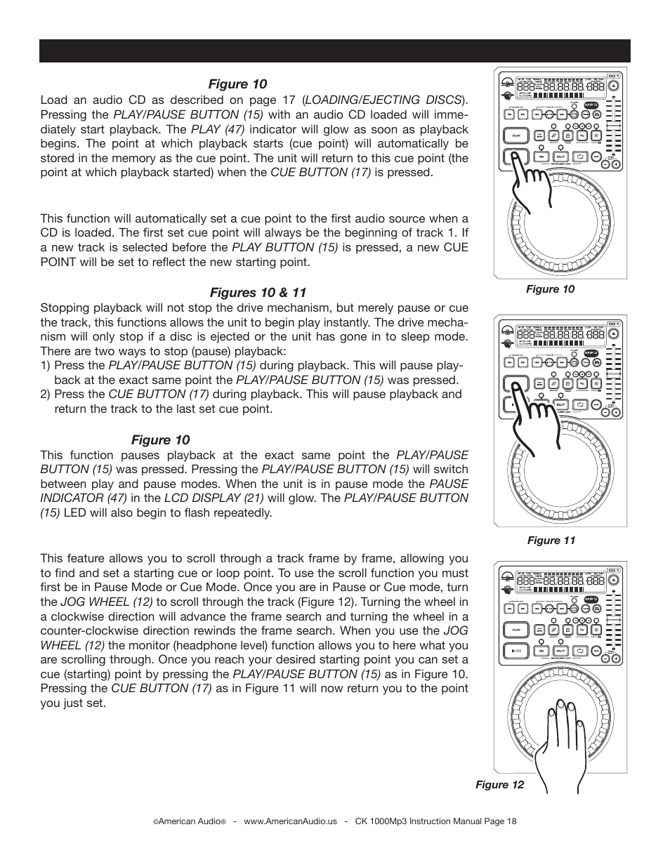 Basic operations (cont.) | American Audio CK 1000Mp3 User Manual | Page 18 / 34